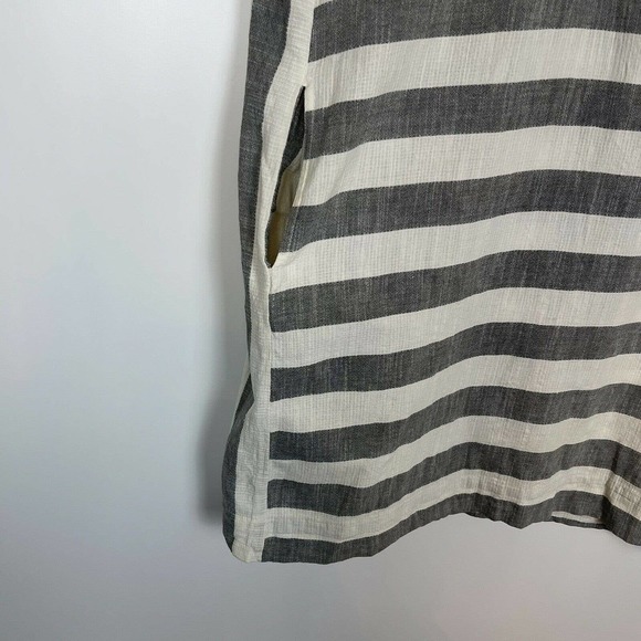Ace & Jig Striped Lace Up Dress Organic Cotton Pockets Women's Gray White Size L - Picture 7 of 11